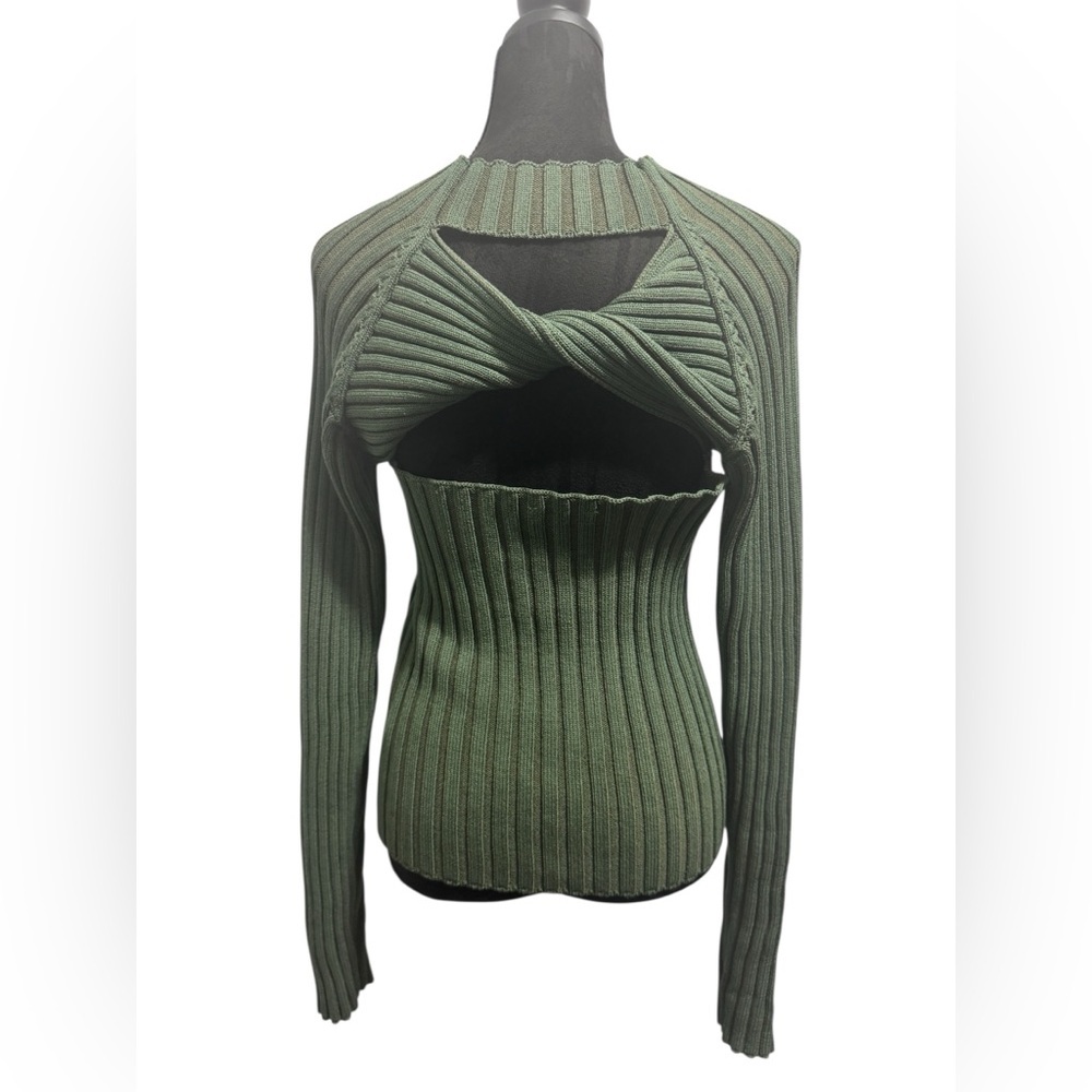 OAK + FORT Knit Mock Neck Sweater Olive